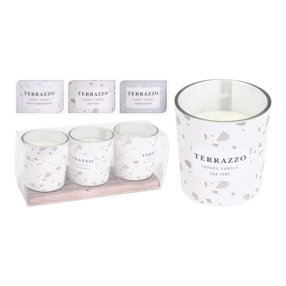 SET 3 VASI VETRO CON CANDELA 8 CM.